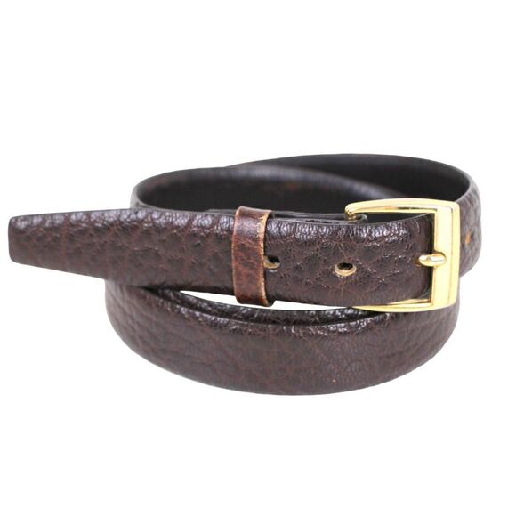 VTG GETCHI GOAT BROWN GENUINE LEATHER 7/8"Wd CASUAL DRESS MEN'S BELT Sz 34 (X18 - Picture 1 of 14